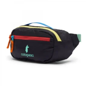 Marsupio da vita Cotopaxi Kapai 1.5L nero con dettagli zip colorati a contrasto.