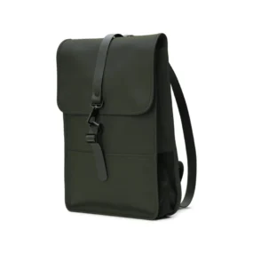 Vista di tre quarti che evidenzia il design minimalista e la finitura liscia del tessuto PU verde.