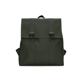 Rains MSN Bag W3 verde zaino da lavoro impermeabile con doppia chiusura a moschettone.