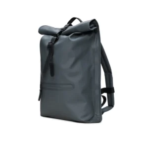 Vista laterale zaino impermeabile lagoon W3 con chiusura rolltop e zip verticale.