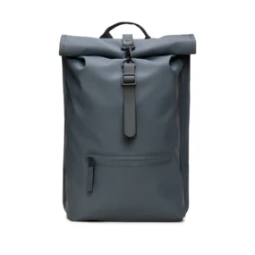 Zaino Rains Rolltop Rucksack lagoon W3 impermeabile da 17 litri vista frontale.