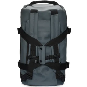 Borsone Rains Texel Duffel Bag W3 grigio 56 litri con spallacci per utilizzo a zaino.