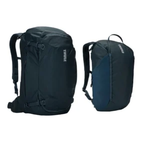 Sistema modulare con zaino principale e daypack giornaliero rimovibile da 20L affiancati.