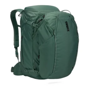 Thule Landmark Travel Pack 60L verde zaino da viaggio completo con daypack agganciato.