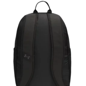 Vista posteriore dello schienale liscio con spallacci sagomati e maniglia superiore in nastro.