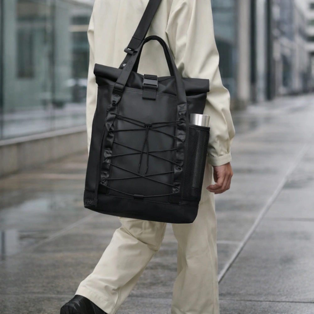 Rains Trail Rolltop Tote Bag W3 nero 23 litri
