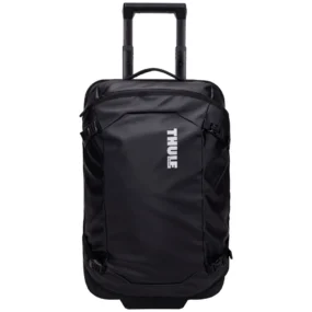Vista frontale Thule Chasm 40L nero con logo in evidenza e struttura compatta.