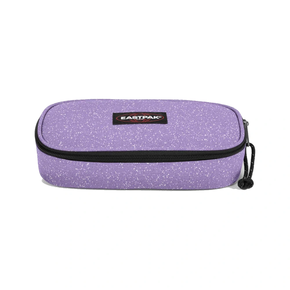 Astuccio Eastpak Oval Single viola, vista dall'alto chiuso con logo frontale