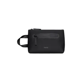 Rains Cosmetic Bag Zip nero beauty case impermeabile con tasca frontale e maniglia laterale.