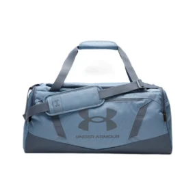 Borsone sportivo Under Armour Undeniable 5.0 SM azzurro con tracolla imbottita e scomparto frontale con zip.