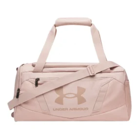 Borsone sportivo Under Armour Undeniable 5.0 XS rosa con tracolla e doppi manici.